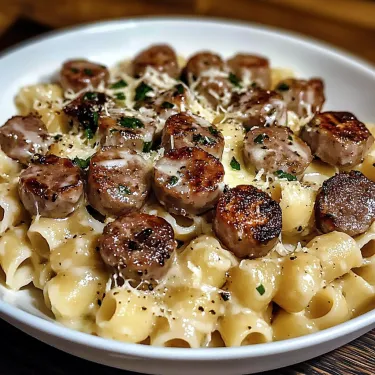 A plate of pasta with meatballs and cheese.