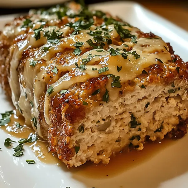 A slice of meat with cheese on top.