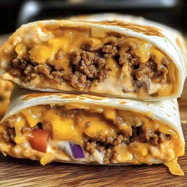 A burrito with cheese and meat.
