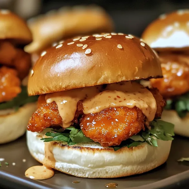 A close up of a chicken sandwich with sauce.
