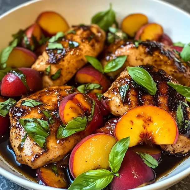 A bowl of chicken with peppers and herbs.