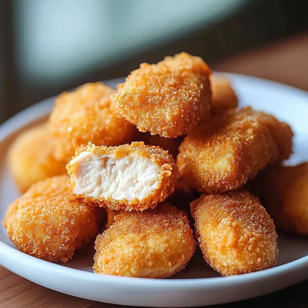 A plate of chicken nuggets.