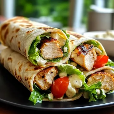 A chicken wrap on a plate.