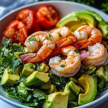 A bowl of shrimp and avocado.