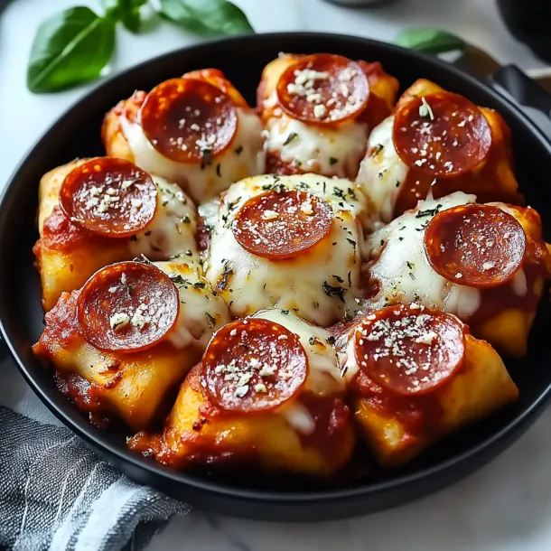 A plate of food with pepperoni and cheese.
