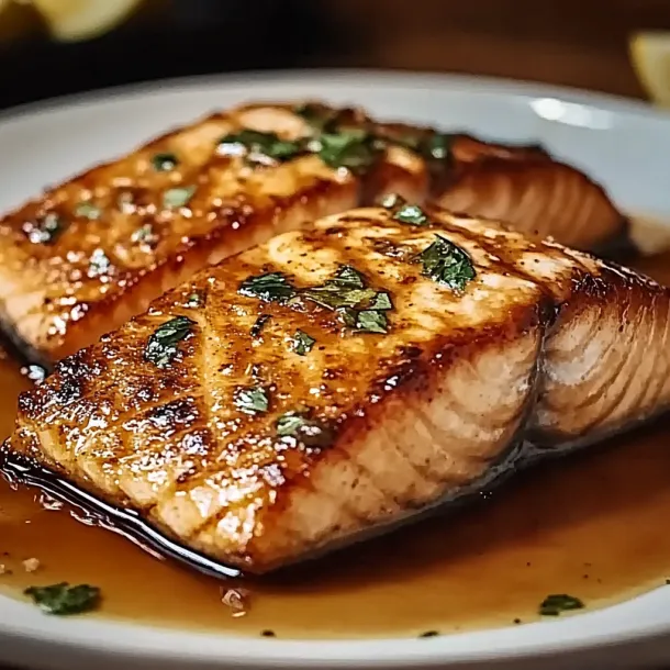 Two pieces of fish on a plate.