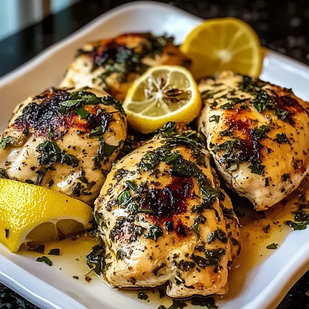Chicken with lemon and herbs.