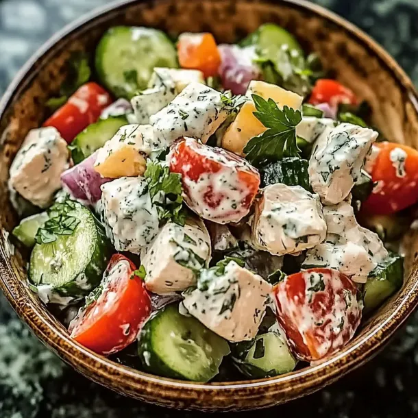 A bowl of vegetables with a blue sauce.