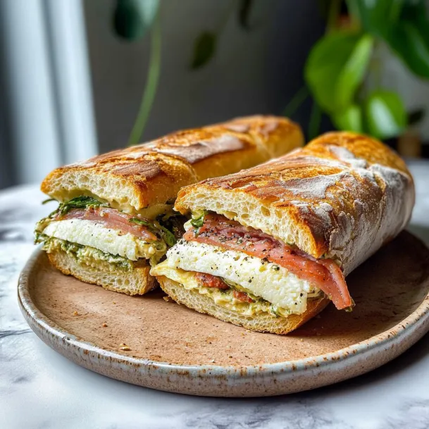 Two sandwiches on a plate.