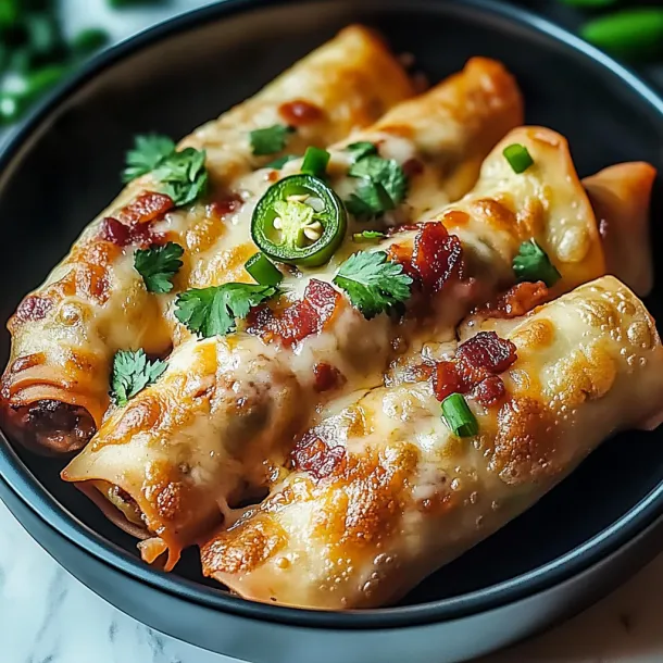 A plate of food with cheese and jalapenos.