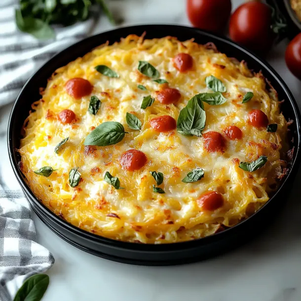 A dish with tomatoes and cheese.