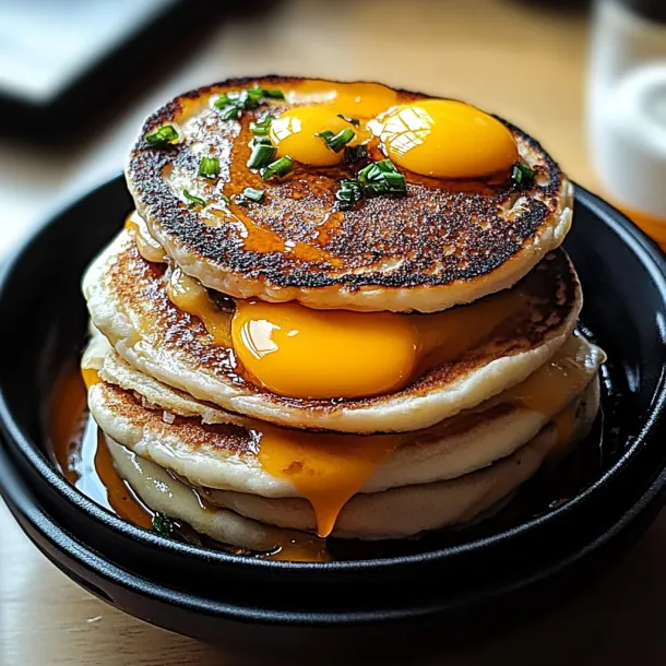 A stack of pancakes with cheese on top.