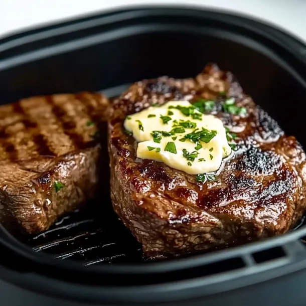 A piece of meat with butter on top.
