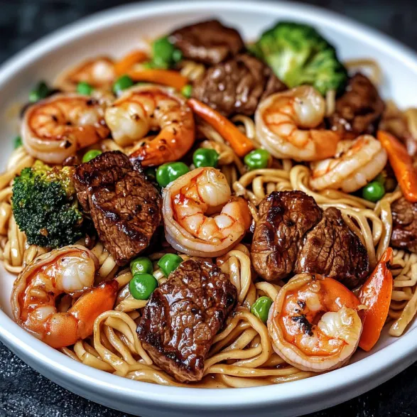 A bowl of shrimp and vegetables.