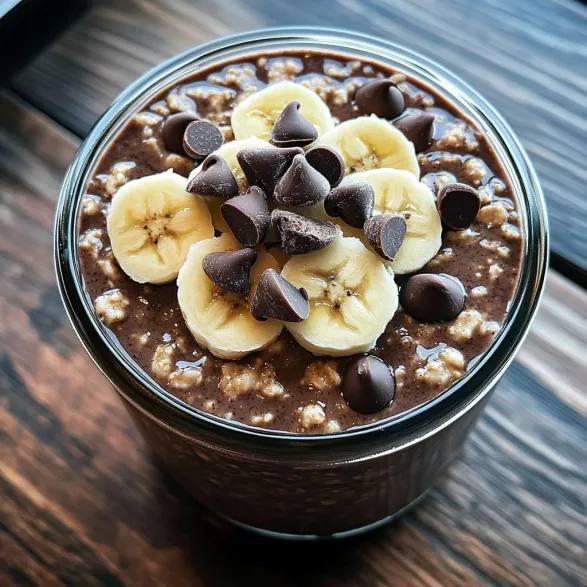 A glass of chocolate and banana yogurt.