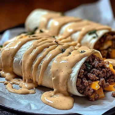 A plate of food with a sauce on it.