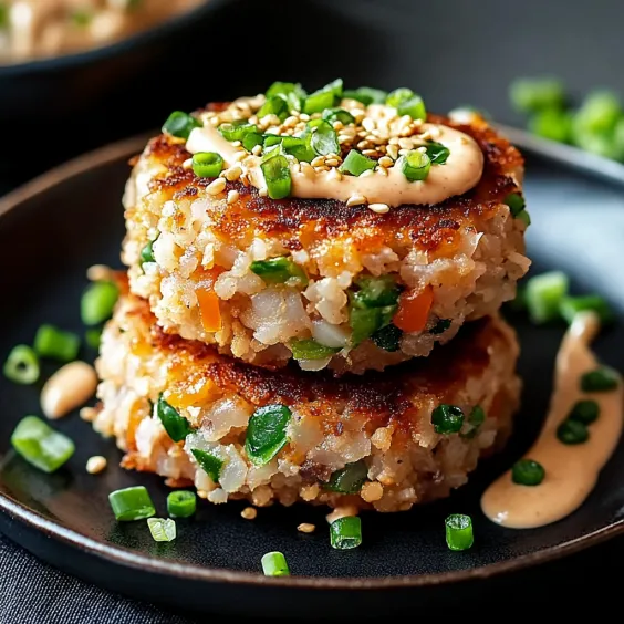 A plate of food with a sauce on top.
