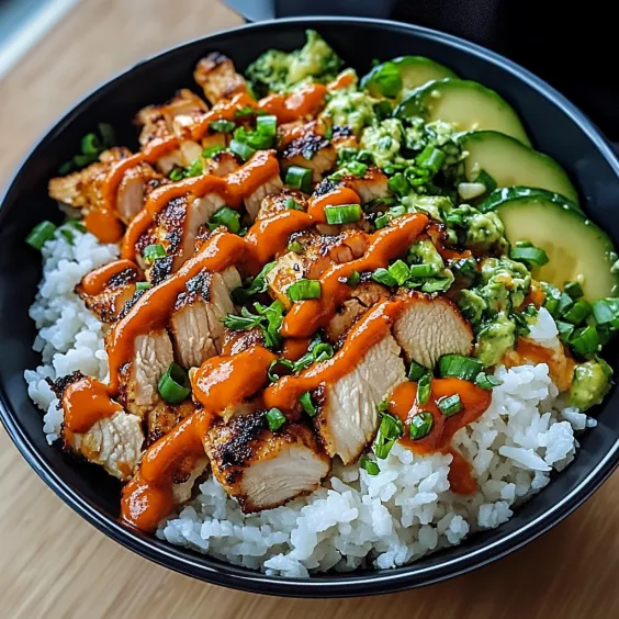 A bowl of food with rice and meat.