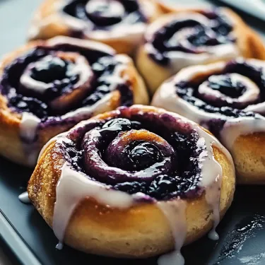 Three blueberry filled pastries on a plate.