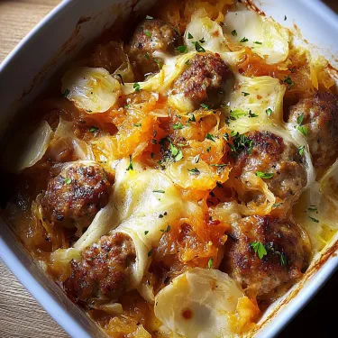 A bowl of food with meatballs and onions.