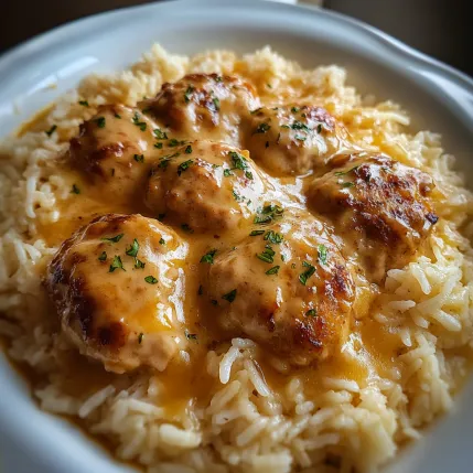 A plate of rice with meat on top.