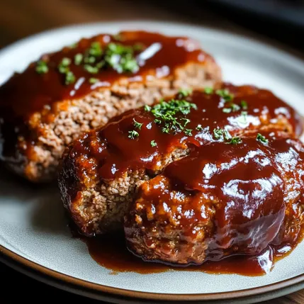 Two pieces of meat with gravy on a plate.