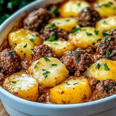 A bowl of meat and potatoes.