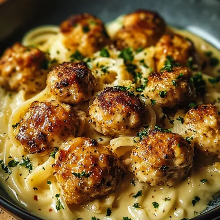 A plate of food with meatballs and noodles.