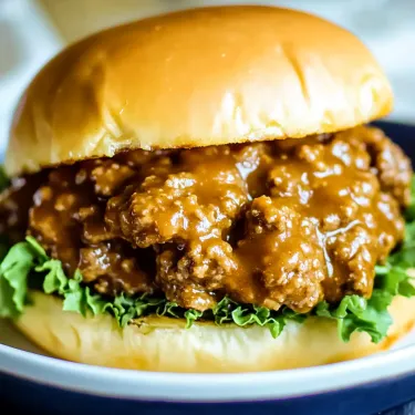 A sandwich with meat and gravy on a bun.