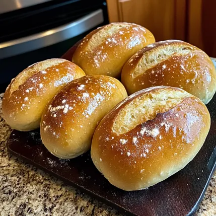 A tray of bread with white flour on top.
