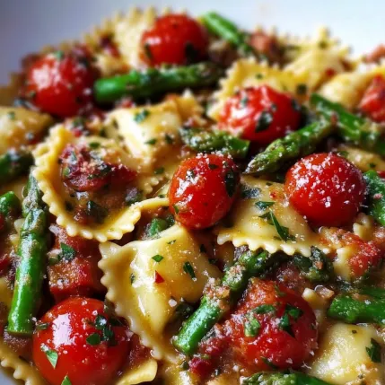 A plate of pasta with tomatoes and green beans.
