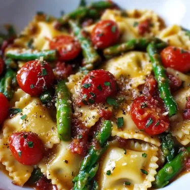 A bowl of pasta with tomatoes and green beans.
