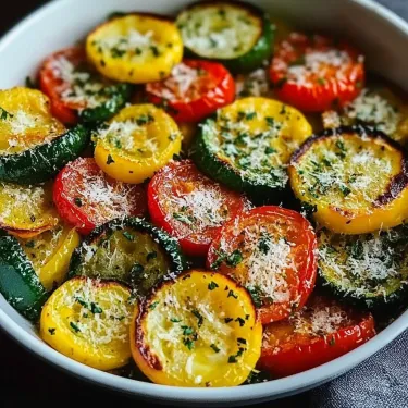 A bowl of vegetables with cheese on top.