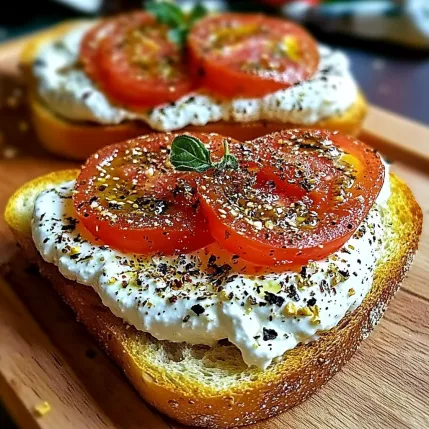 A slice of bread with tomatoes and cheese on it.