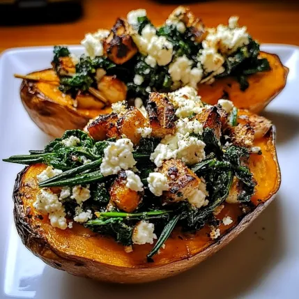 A plate of food with a pumpkin and greens.