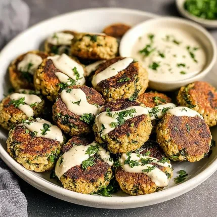 A plate of meatballs with sauce.