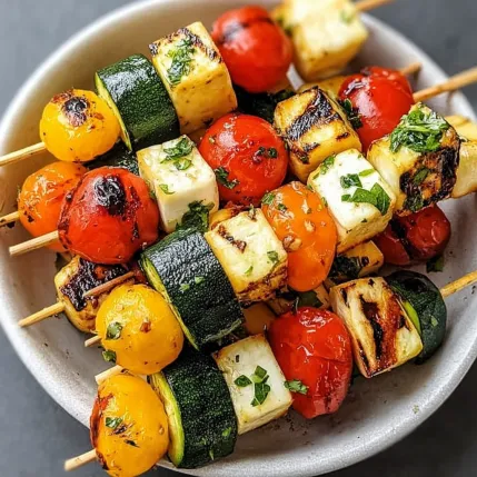 A bowl of vegetable skewers.