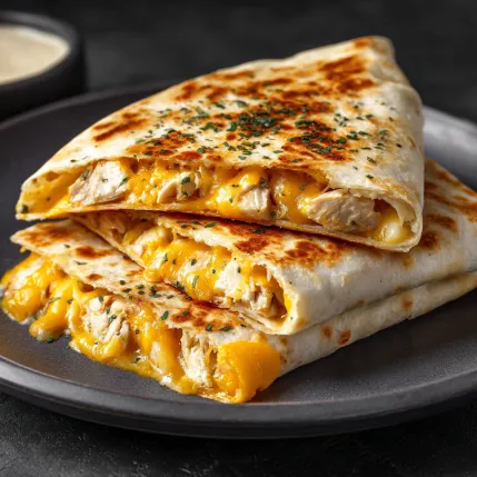 A plate of food with cheese and chicken.