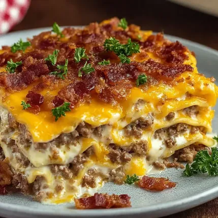A plate of food with bacon and cheese.