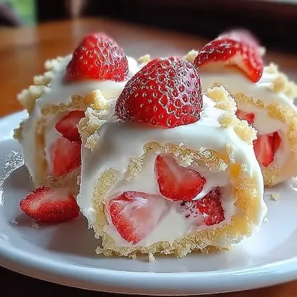 A white cake with strawberries on top.