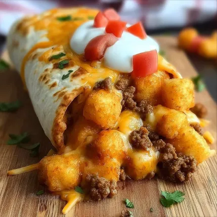 A delicious looking burrito with cheese and tomatoes.