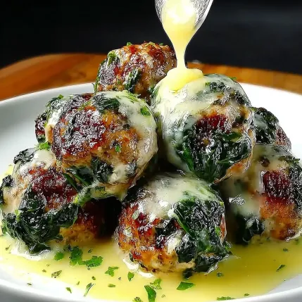 A plate of meatballs with sauce.