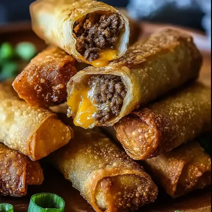 A stack of cheesy egg rolls.