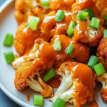 A plate of cooked cauliflower with a brown sauce.