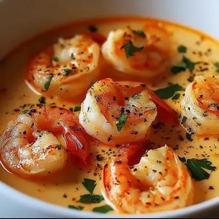 A bowl of shrimp soup.