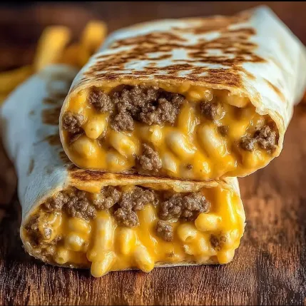 A burrito with cheese and meat.