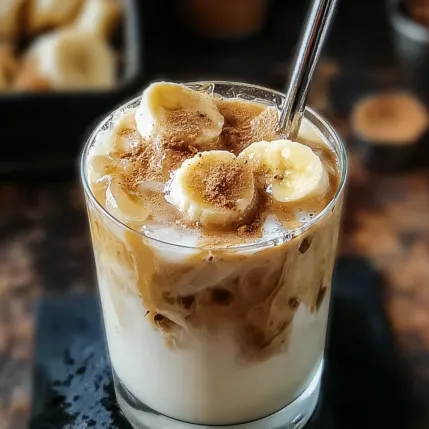 A glass of banana and cream.