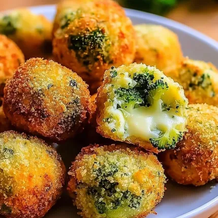 A plate of food with a cheese ball and broccoli.