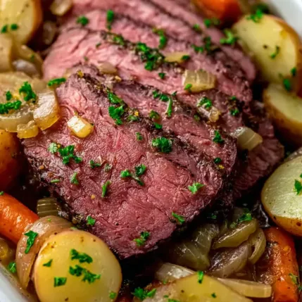 A close up of a steak with onions and carrots.