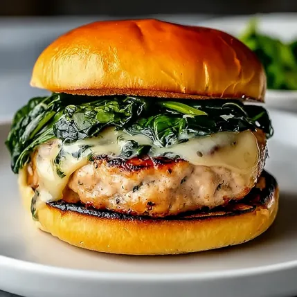 A burger with greens on top.